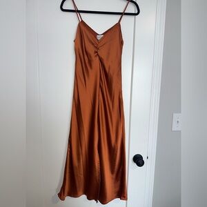 Nicole Miller Copper Satin Slip Dress